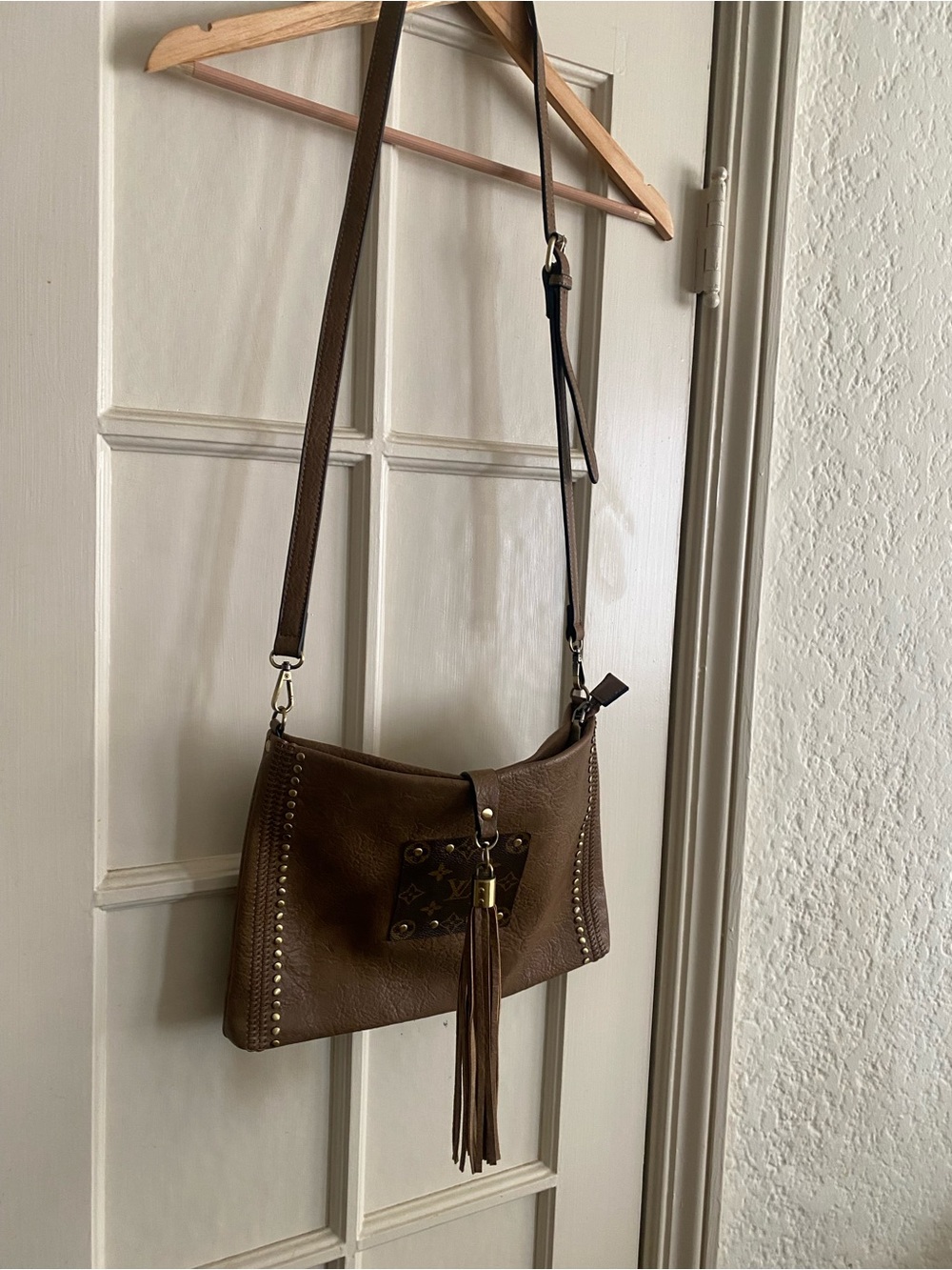 Upcycled Louis Vuitton Crossbody vegan leather bag NEW - Picture 2 of 6